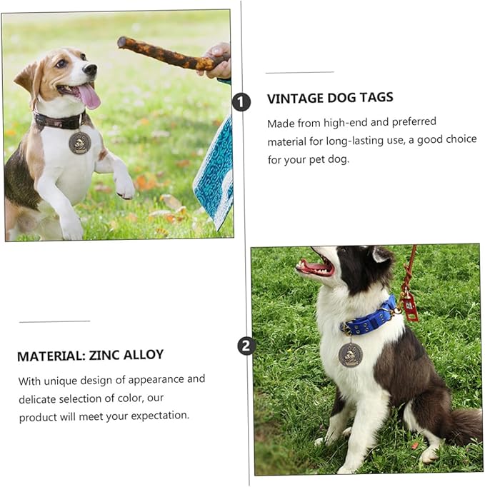 ibasenice 4pcs German Shepherd Id Tags Dog Charms Vintage Bronze Dog Collar Pendants Pet Supplies Sturdy Hanging Charms for Collars