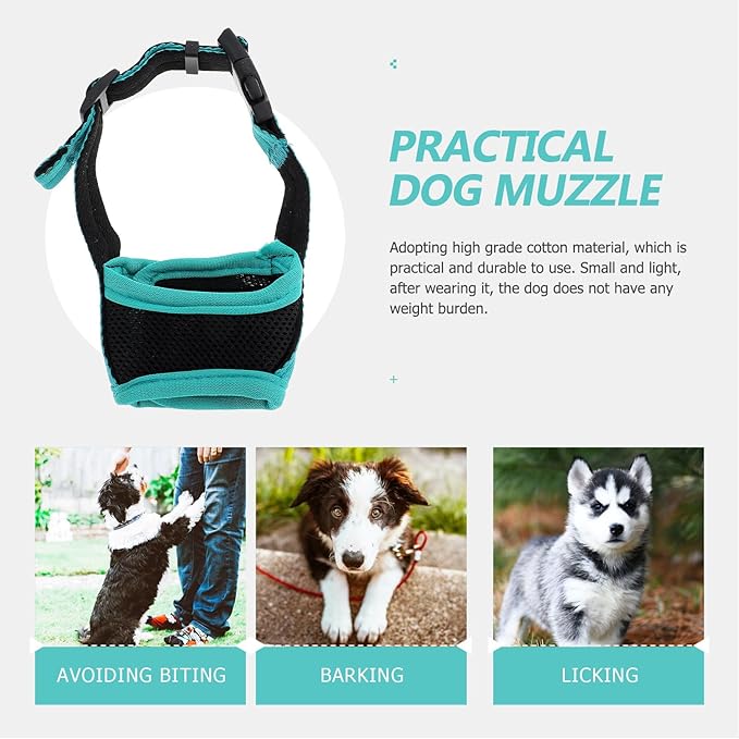 Adjustable Anti-bite Dog Muzzle Cotton Dog Mouth Cover for Outdoor Use Puppy Biting Deterrent Pet Supply (Green, L)