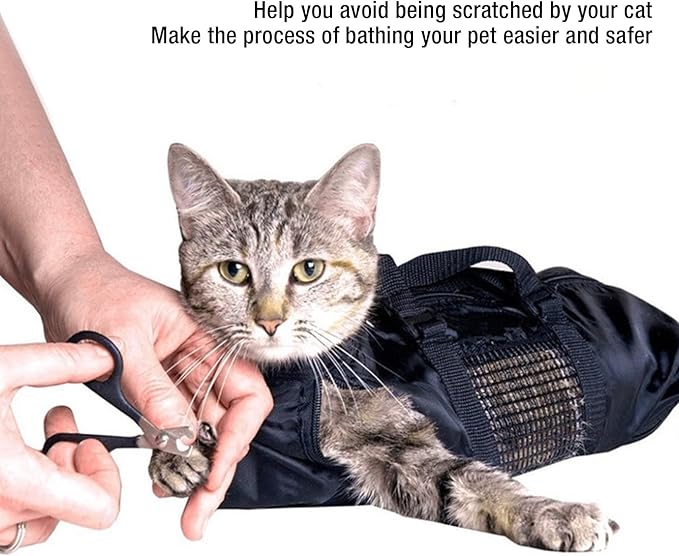 Cat Grooming Bag Oxford Cloth Cat Nail Trim Bag Breathable Pet Bathing Bag Cat Restraint Shower Bag for Bathing Nail Trimming
