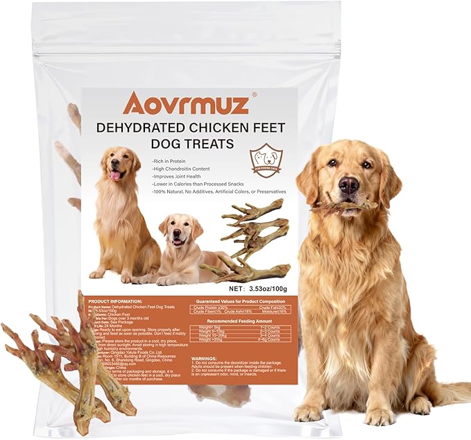 Dehydrated Chicken Feet Dog Treats Organic Nail-Free High Protein No Addictives Single Ingredient Paws All Natural Dog Chews & Snacks