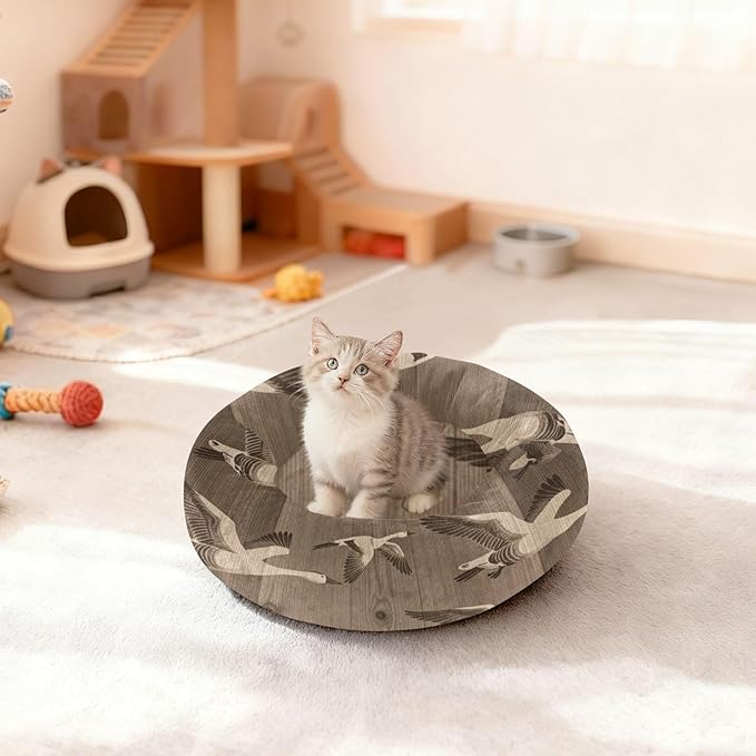 Pet Dog Beds Removable & Washable fluffier Orthopedic Dog Bed for Small Size Pets Supplies Flock Bird Pattern