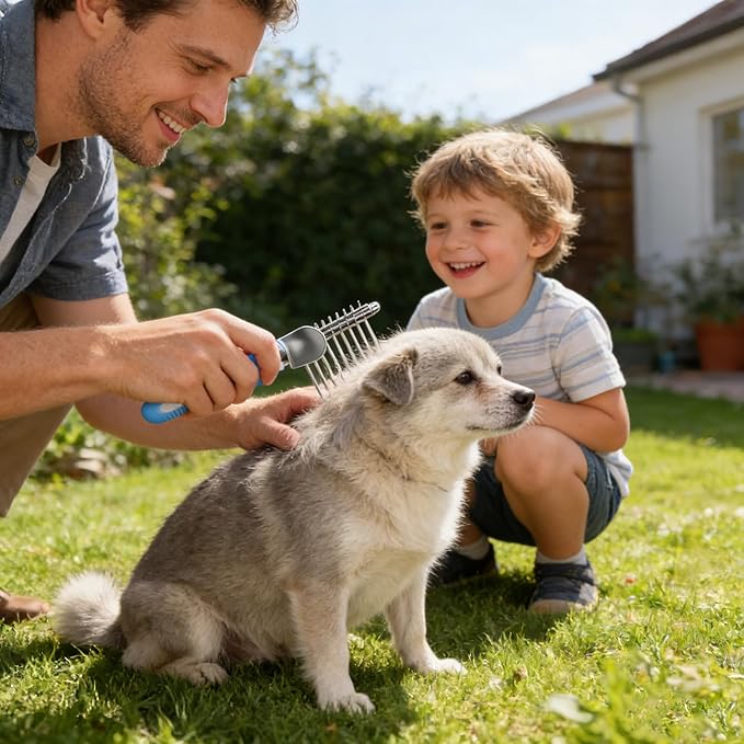 Dematting Comb for Cats - Ergonomic Gentle Metal,Grooming Brush for Long Haired Cats | for Small Medium Long Short Puppy Kitten Home Indoor