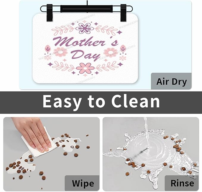 Dog Food Mat Dog Mat for Food and Water 18X12In Happy Mother's Day Floral Gift Mom Cf No Stains Cat Pet Feeding Mats Water Bowl for Messy Drinkers