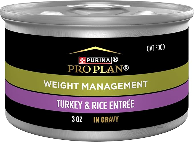 Purina Pro Plan Adult Weight Management Turkey and Rice Entree in Gravy Wet Cat Food 3 Ounce (Pack of 24)