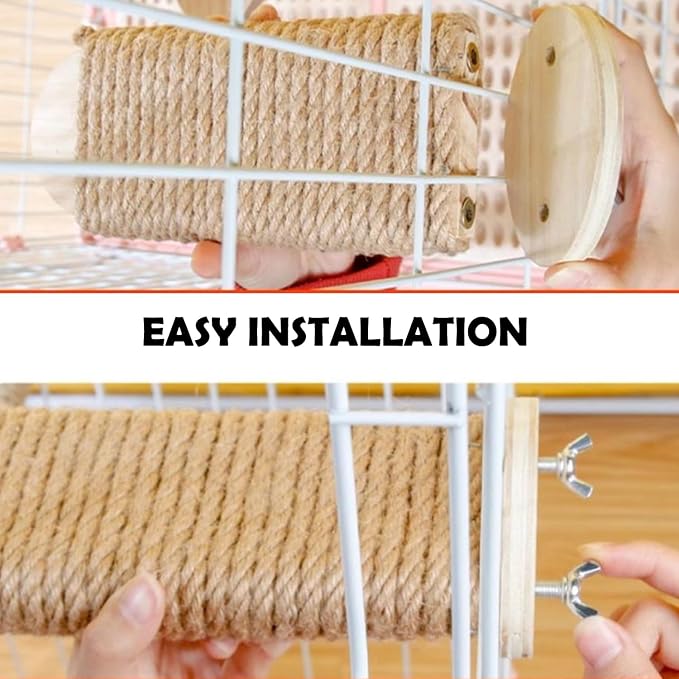 Cat Climbing Steps Scratching Tree - 2pcs Scratching Steps Sisal Hemp Cage Shelf Ladder Pets Perch Furniture Inside The cage with Install Screws (L)