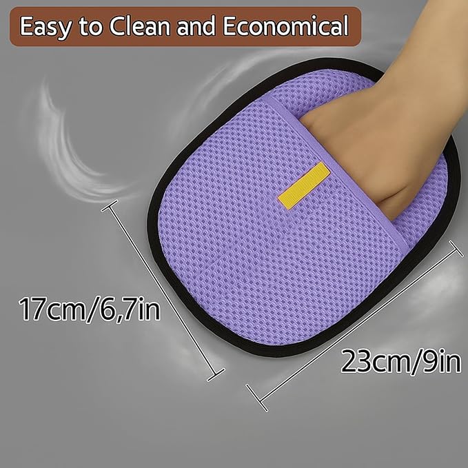 2pcs Set Pet Hair Remover Glove, Grooming Gloves for Dogs and Cats,Reusable Cat & Dog Hair Remover for Couch Furniture+Free Comb (Purple)
