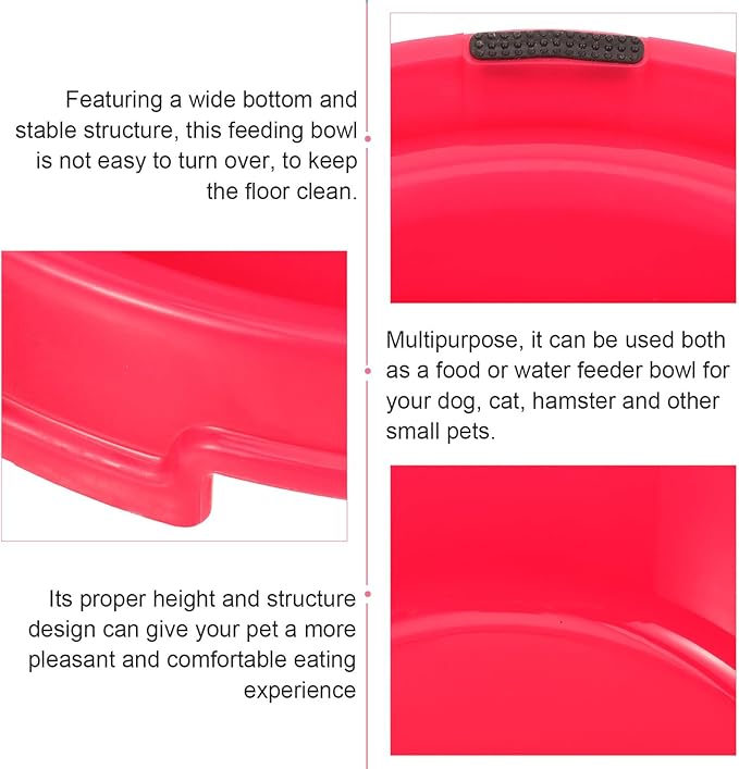 Colorful Round Pet Bowl for Puppy Feeding Area Red Pp Plastic Dog Food Feeder and Water Bowl for Small Dogs and Cats Sturdy Pet Supply for Home and Travel