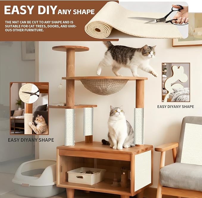 Cat Couch Protector - 79" Extra Long Scratch Guard Strip for Sofa Arms,Corners & Chair Legs,with Tape & Nails (Beige)