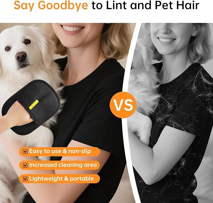 Electrostatic Pet Hair Removal Glove for Cats & Dogs, Efficient Reusable Cat Hair Remover Mitt with Static Charge, Cat Grooming Gloves for Hair Removal for Furniture, Clothes, Bedding (3)