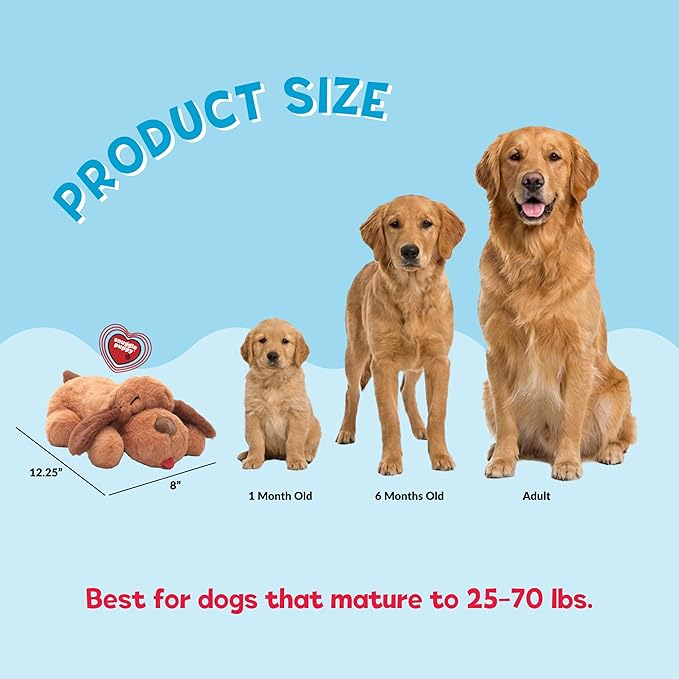Original Snuggle Puppy Heartbeat Puppy Toy - Heartbeat Puppy for Dogs - Pet Anxiety Relief and Calming Aid - Comfort Dog Toy - Behavioral Training and Sleep Aid Cuddle buddy - Crate Training Essential