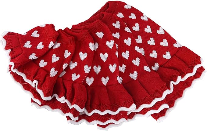 Lovely Heart Pattern Designs Dog Sweater Dress for Valentines Day Small Pet Winter Knitwear Birthday Gift Supply Knitdress