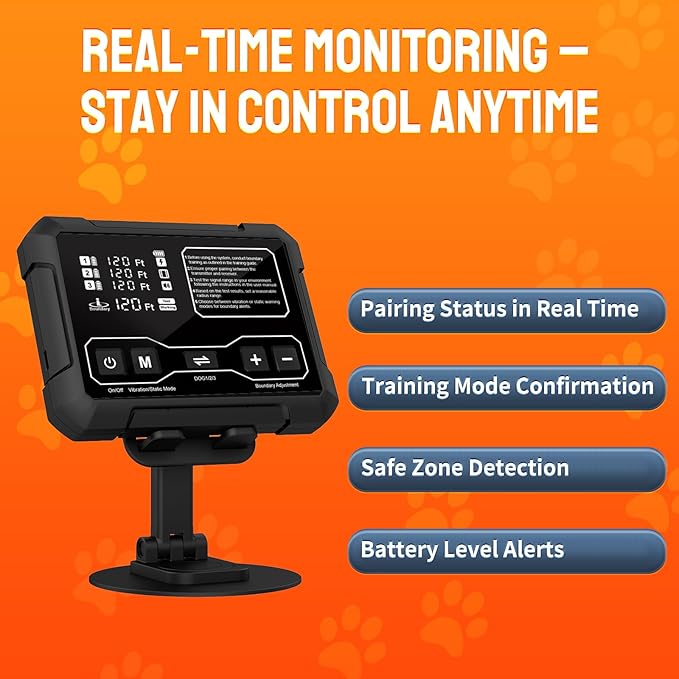 Wireless Dog Fence System, Indoor & Outdoor Use, 1 Acre High-Precision Radar Wireless Dog Fence, Real-time Monitoring, 9-26in Medium & Large Breeds, Not Limited by GPS Signal (for one Dog)