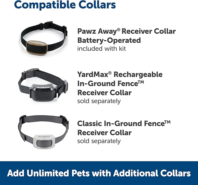 PetSafe Pawz Away Outdoor Wireless Pet Barrier, Electric Training System for Cats and Dogs with Receiver Collar