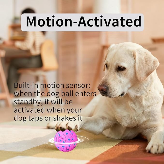 Smart Interactive Dog Toys, Activated Moving, Bouncing, Rotating Ball for Medium/Large Dogs, 2025 E-TPU Material, Motion-Activated Dog Gift to Keep Them Busy, IP54 Waterproof & USB Rechargeable, Pink