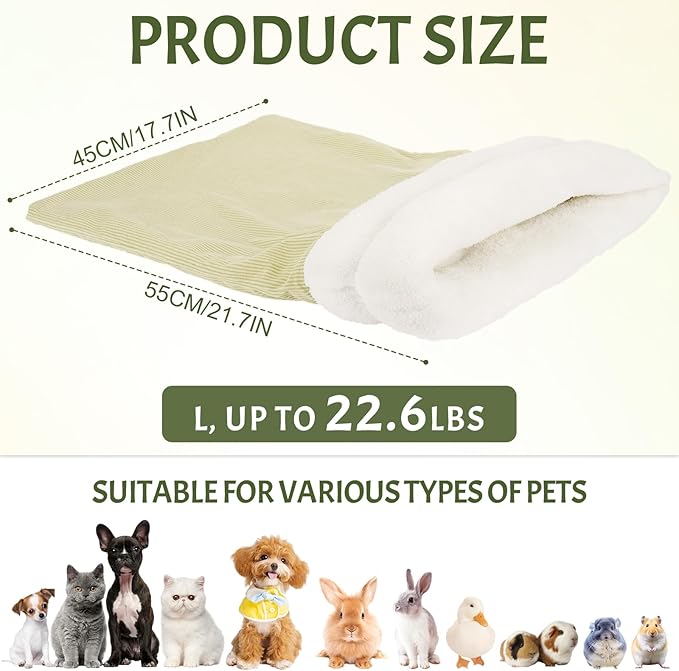 Zipper Cat Sleeping Bag - Cozy Durable Soft Pet Bed Bag, Machine Washable Cat Bed Cave, Lightweight Portable for Indoor Cats and Small Pets, Winter Warm with Anti-Slip Pad