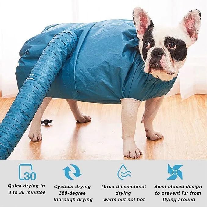 Dog Dryer and Cat Dryer Pet Drying Bag with 23.6 in Drying Towel Quick Drying Kit for Dog Afraid of Hairdryers (XL)