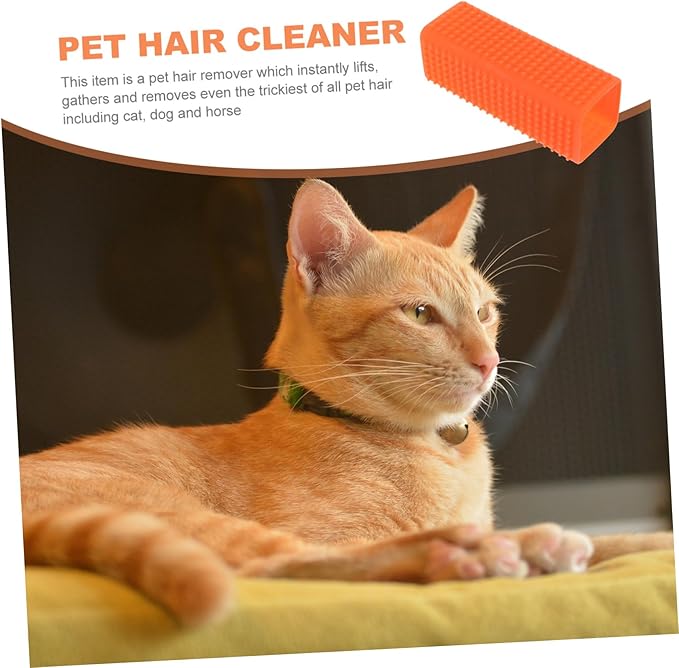 Silicone Pet Hair Remover Brush for Dogs and Cats Lint Cleaner for Carpets Sofas Clothes Cars Easy to Use Non-slip Grip Orange Color