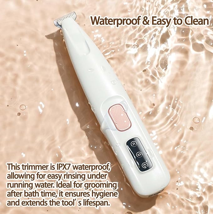 Cat Grooming Trimmer, Low Noise LED Paw Trimmer for Cats & Small Pets, Waterproof Rechargeable Precision Pet Hair Clippers for Paws, Ears, Face & Eyes