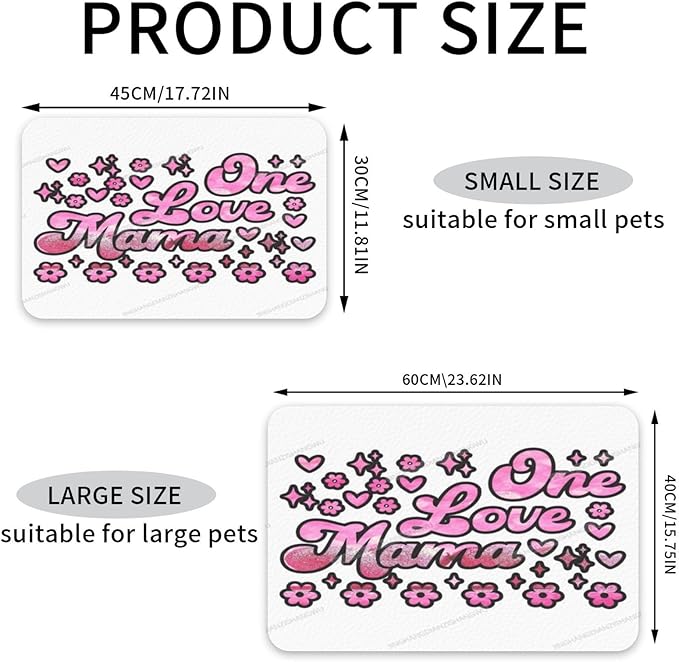 Dog Food Mat Happy Mother's Day Floral Gift for Mom Jx Absorbent Water Bowl Mats Cat Pet Feeding Placemats 24x16In