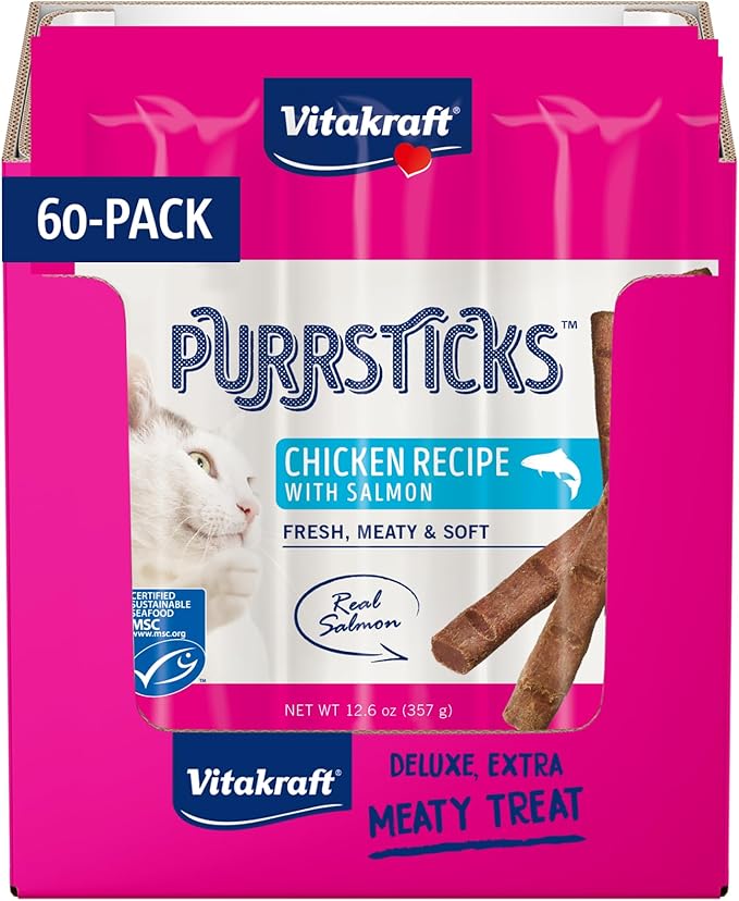 Vitakraft Cat PURRSTICKS Salmon Multi Pack 60ct