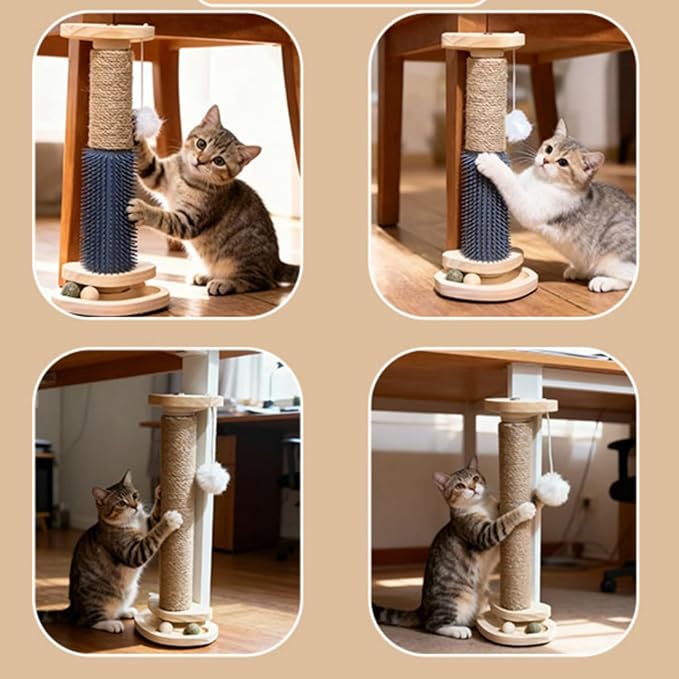 SHENGOCASE 2-Pack Cat Scratching Post with Track Ball Toys for Crate Cage, Cage Mounted with Self Groomer and Massager, Kennel Playpen Accessories