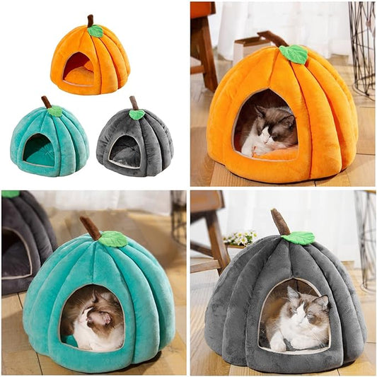 Peiiwdc Detachable Pet Bed Kitten Puppy Dog Cave Cartoon Pumpkin Pet Detachable Cushion Nest Supplies Cave Washable