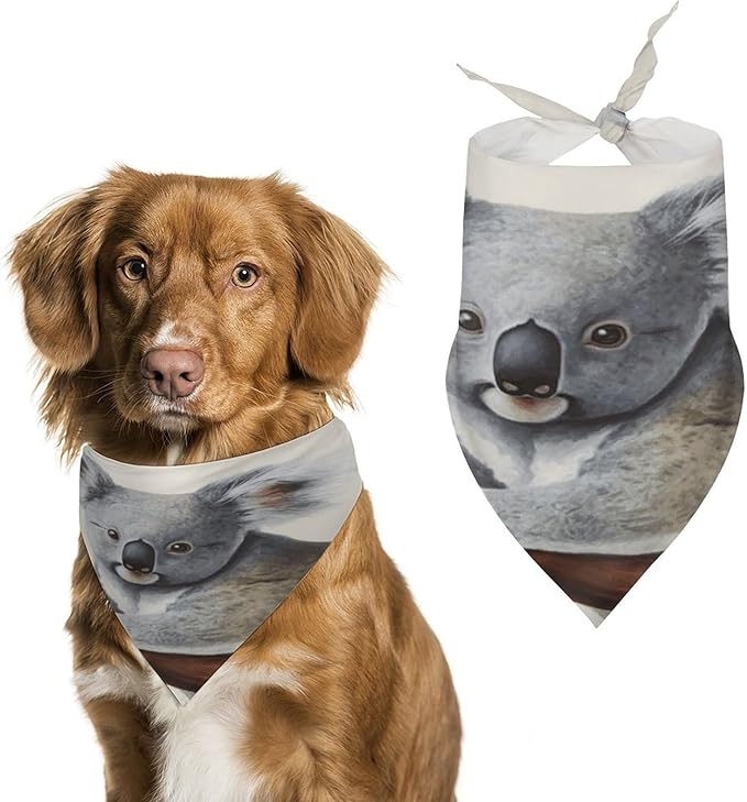 Dog Bandana Spring Pet Scarf Adjustable Triangle Koala and Butterfly Printing Dog Bib Washable Polyester Puppy Bandana for Small Medium Large Dogs Cat Birthday Party Supplies
