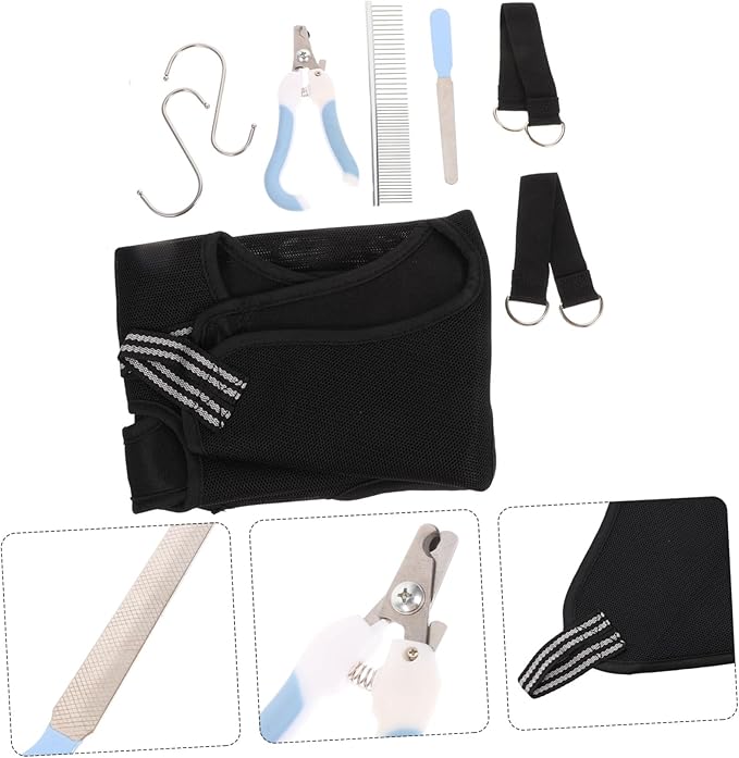 VICASKY 1set Household Grooming Hammock for Cats and Dogs Pet Nail Clipper and Comb Tools Random Accessories and Breathable Design for Easy Grooming