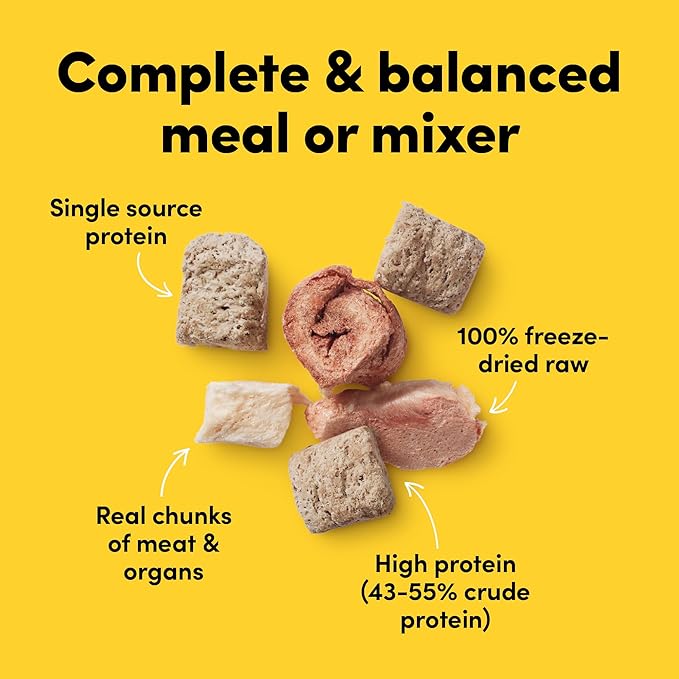 Raw100 Freeze-Dried Chicken Organs Dog Food, Meal or Mixer, High Protein, Complete and Balanced, No Corn or Wheat,13oz
