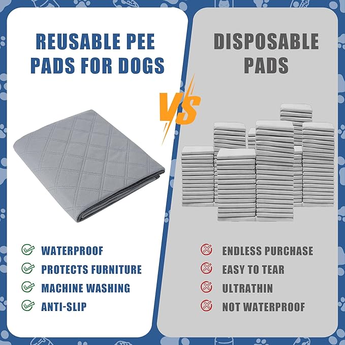 Patience Washable Puppy Pads for Dogs - Reusable 18" x 24" Potty Pads with Waterproof Bottom for Training and Incontinence