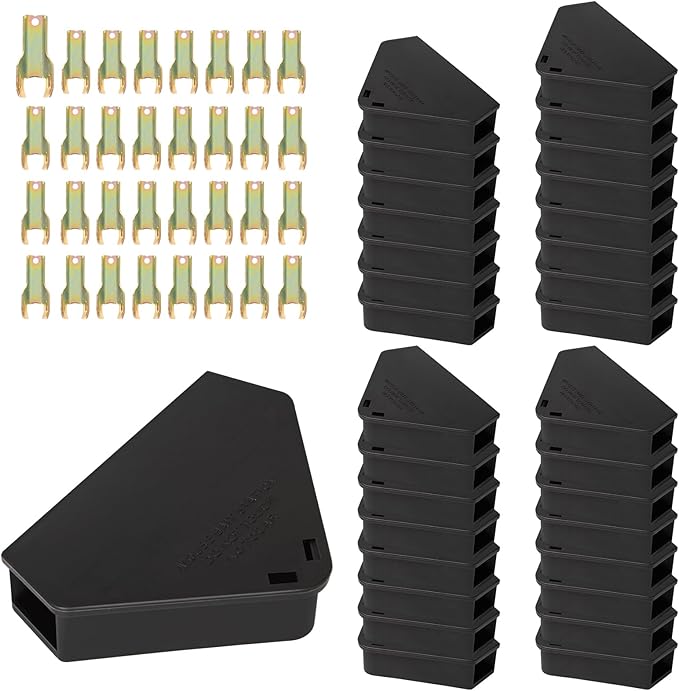 Mouse Station with Keys Black 32 Pack, Key Required Mouse Stations, Mice Stations, Keeps Children and Pets Safe Indoor & Outdoor