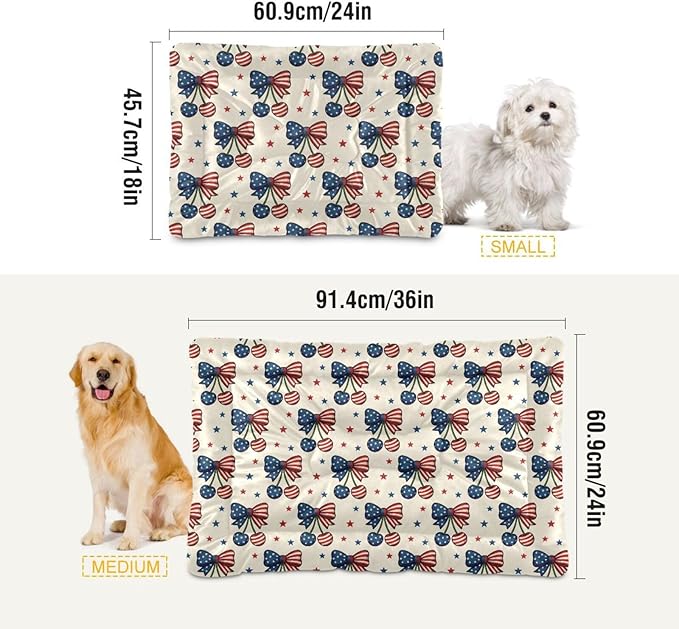 Dog Bed for Crate Washable Pet Sleep Pad, Independence Day Elements Kennel Mat with Non-Slip Bottom, Soft Fluffy Supplies Pet for Dogs and Cats (36x24 inch)