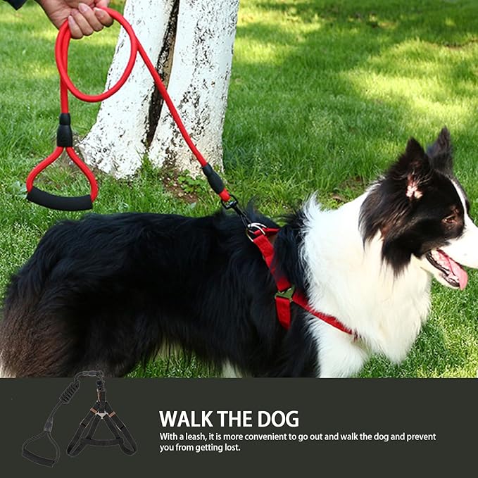 GANAZONO Dog Harness Leash Set with Nylon Leash 1.0x120cm Reflective Pet Walking Supplies for Outdoor Use Adjustable Puppy Vest for Small and Medium Dogs