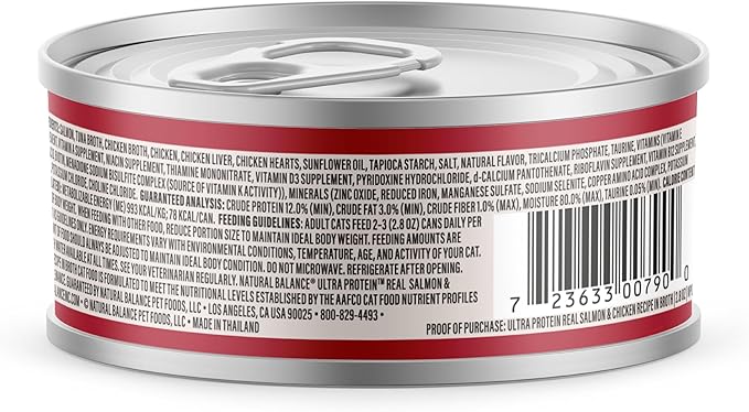 Natural Balance Ultra Protein Wet Cat Food, Salmon & Chicken Recipe in Broth, 2.8 oz (Case of 12)