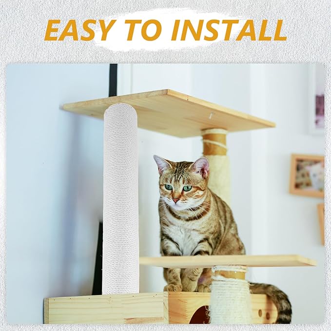 POPETPOP Cat Scratching Post Twine Adorable Scratcher for Indoor Cats and Wear-Resistant Design for Healthy Claws and Fun Playtime