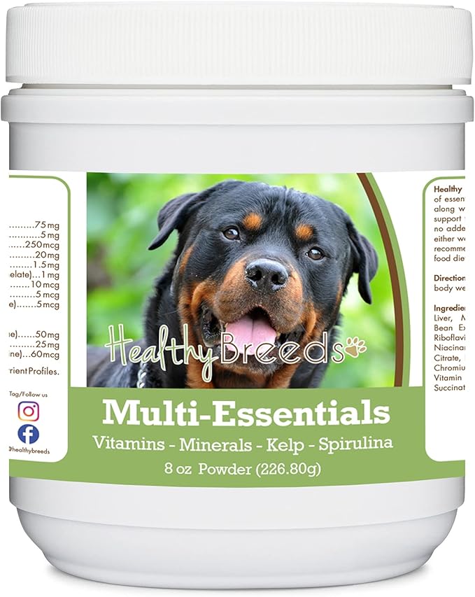 Healthy Breeds Rottweiler Multi-Essentials Powder for Dogs - an Ideal Supplement of Vitamins, Minerals & Antioxidants for Your Dog - 8 oz