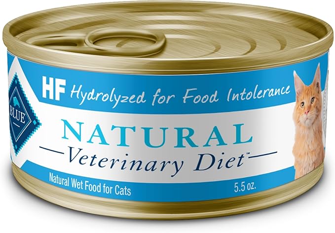Blue Buffalo Natural Veterinary Diet HF Hydrolyzed for Food Intolerance Wet Cat Food, Veterinarian's Prescription Required, Salmon, 5.5-oz. Cans (24 Count)