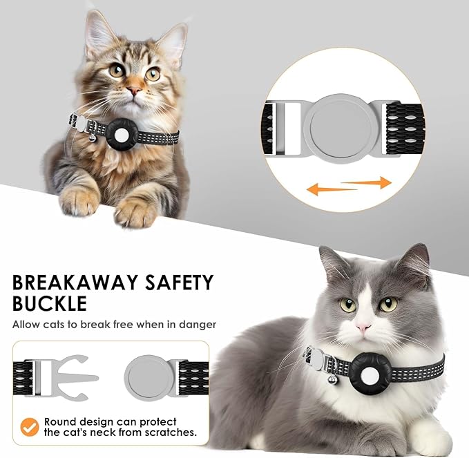 Cat Tracker, Lightweight Pet Tracker for Cats, No Monthly Fee, Waterproof Cat GPS Tracker Compatible with Apple Find My App(Only iOS), Real-Time Tracking, Precise Positioning, Smart Alerts