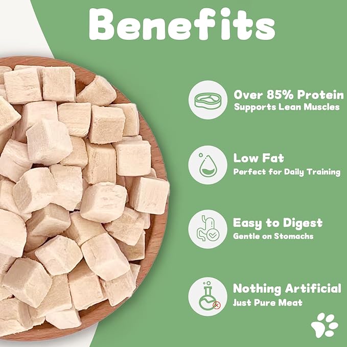Freeze Dried Chicken Cat and Dog Treats 14.2 OZ – Single Ingredient Chicken Meat High Protein, Bite-Sized Pet Training Snacks or Food Topper for Small Dogs Cats