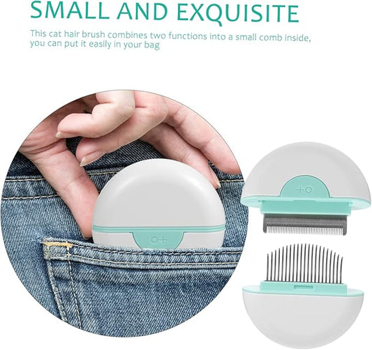 Happyyami Cat Hair Removal Comb with Non Slip Handle Pet Grooming Brush for Shedding Detangling and Massage Suitable for Long and Haired Cats Mint Green