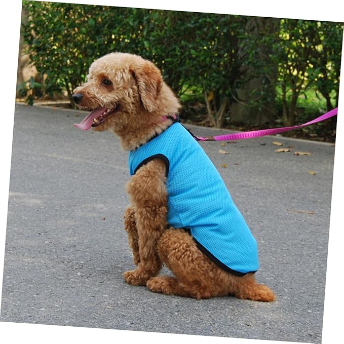 Pet Dog Cooling Vest Breathable Sleeveless Mesh Shirt Blue M Summer Cooling Clothes Puppy Summer Costume Pet Supplies