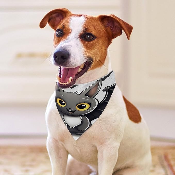 Dog Bandana Spring Pet Scarf Adjustable Triangle Cute Bat Printing Dog Bib Washable Polyester Puppy Bandana for Small Medium Large Dogs Cat Birthday Party Supplies