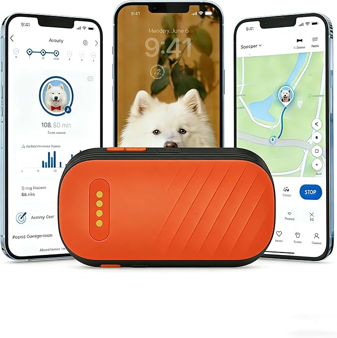 4G Smart GPS Pet Tracker with Real-Time Location Tracking,Waterproof, Historical Trajectory, Long Battery Life, Nationwide Coverage, Fits All Collars(Subscription Required)