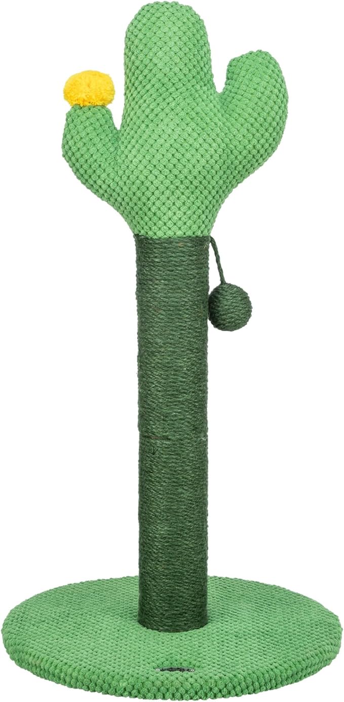 Trixie Fero 24" Jute Scratching Post - Cute Whimsical Cactus Cat Tree with Dangling Toy - Indoor Cat Scratcher Furniture