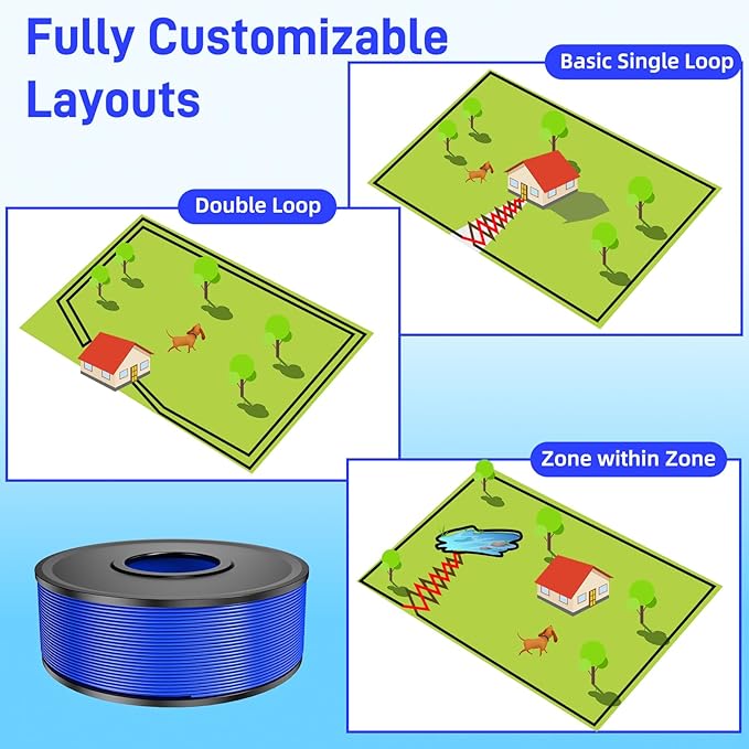 Electric Fence for Dogs, Rechargeable Underground Dog Fence System with 656Ft Boundary Wire, In Ground Dog Fence with 2 Waterproof Collar Receivers, Pet Containment for Outdoor Yard Training