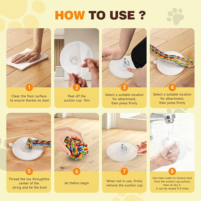 Interactive Tug-of-War Dog Toy with Strong Gel Suction Cup,Cotton Tug Rope,Puppy Teething Toy,Indestructible Chew Toy for Aggressive Chewers,for Small to Medium Dogs，Rainbow Colors