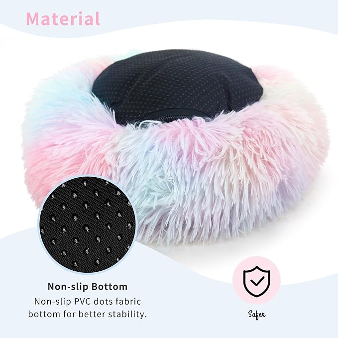 Guinea Pig Bed for Cage Plush Calming Hideout, Warm Rabbit Bed for Hamsters Hedgehogs Ferrets Dwarf Rabbits and Other Small Animals 11.8 inch Rainbow