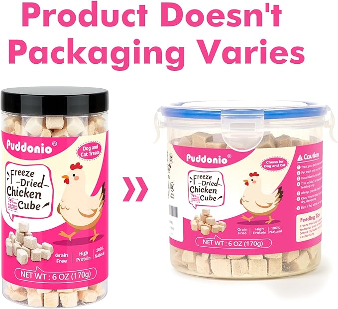 Freeze Dried Dog & Cat Treats – Single Ingredient Chicken Breast, High Protein Training Treats & Food Topper, 6 oz