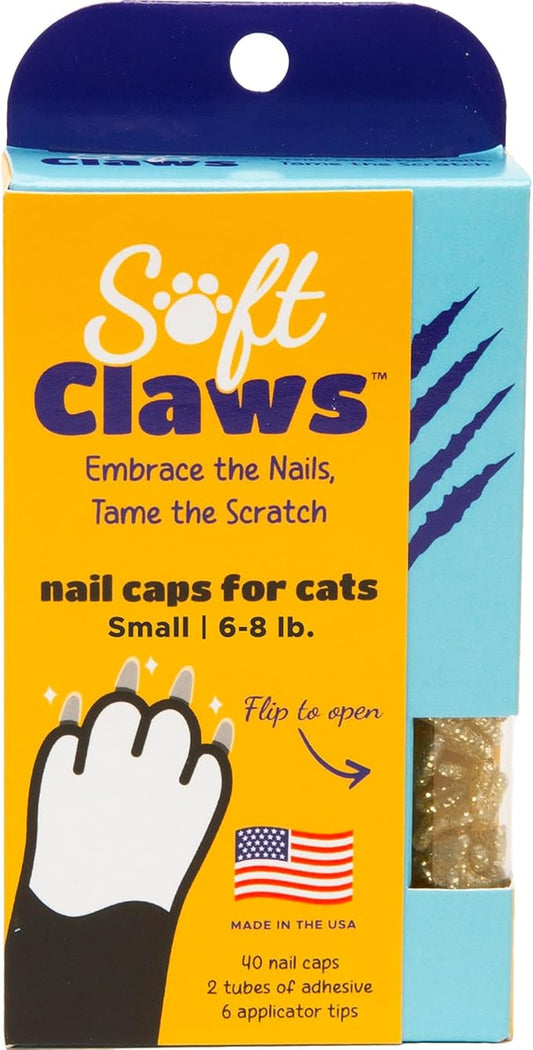 Soft Claws Safe Scratch-Free Solution for Cats - CLS (Cleat Lock System), Size: Small, Color: Gold Sparkle