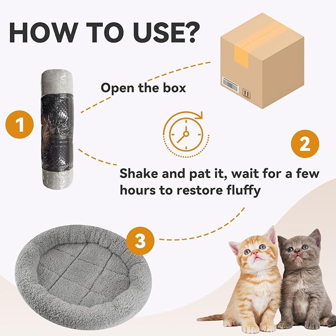 PETLESO Small Cat Bed Mat, 22" x 16" Plush Cushion with Surrounding Pillow for Small to Meidum Dogs Cats Sleeping, Indoor Pet Beds Furniture Carrier Crate Anti Skid Pad, Washable, Medium